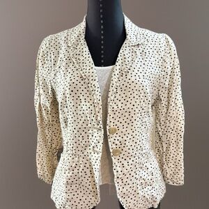 Caslon Cream and Black Polka Dot Linen Blazer